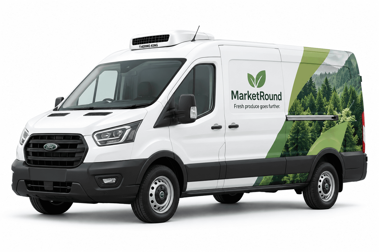 White MarketRound refrigerated produce delivery van